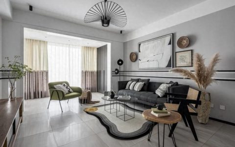 American living room blue wall matching method, American style precautions