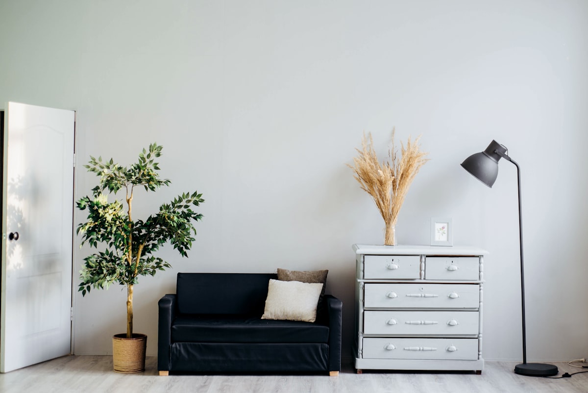 Contemporary interior space featuring elegant custom built-in furniture and wall storage